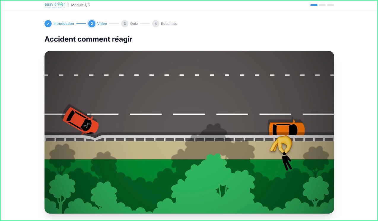 Module e-learning Easy Driver : animation 3D accident de la route